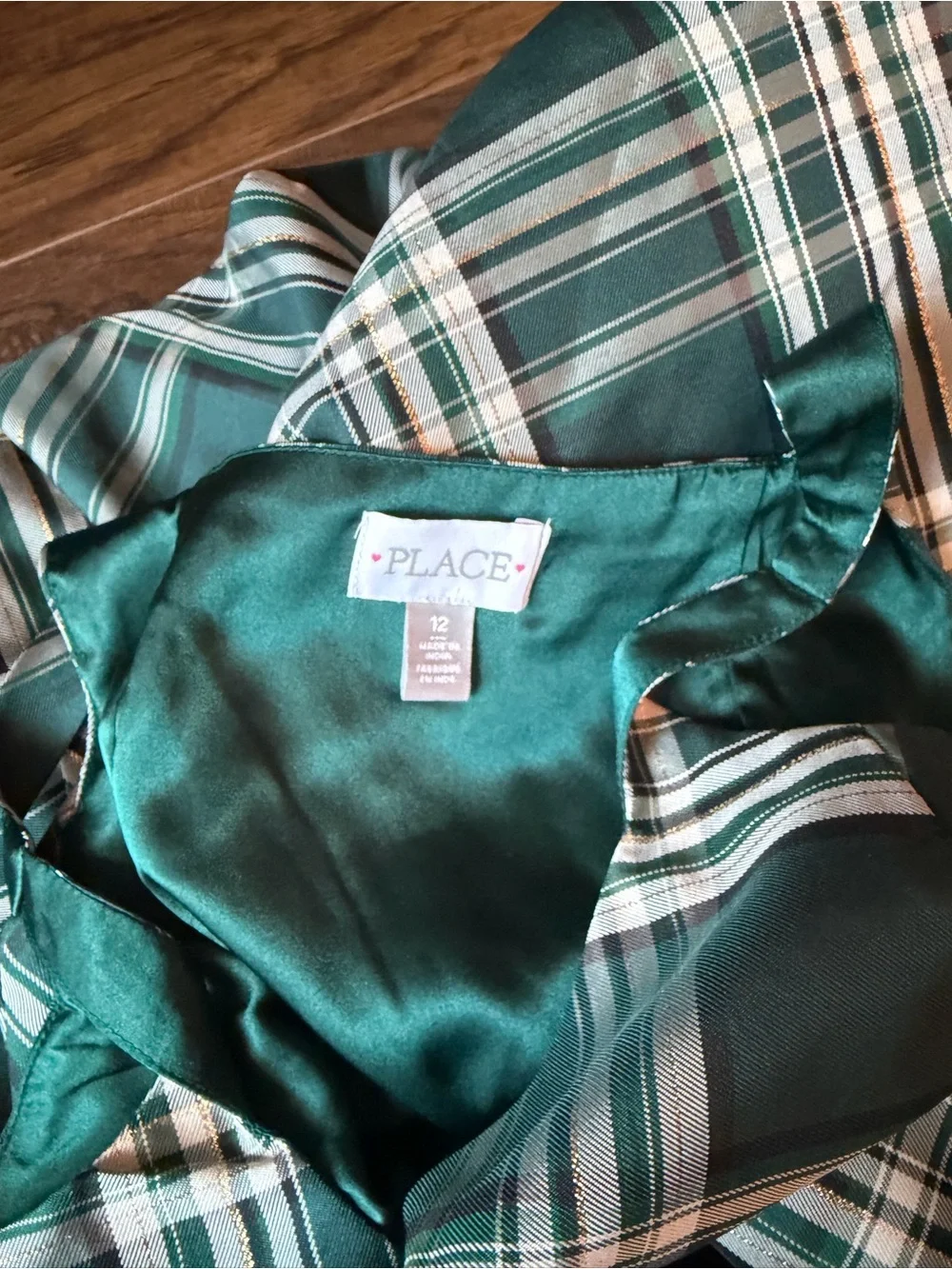 Place Girls Teal and Cream Plaid Bow-Waist Party Dress